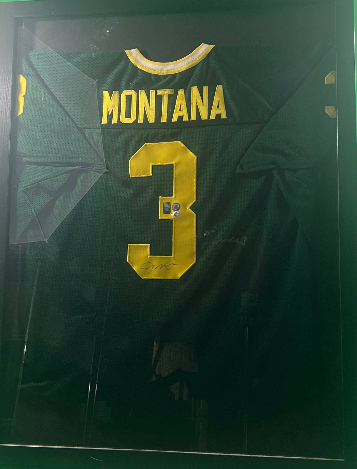 Joe Montana Notre Dame Signed Player Jersey Framed