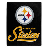 Steelers Logo Raschel Throw Blanket