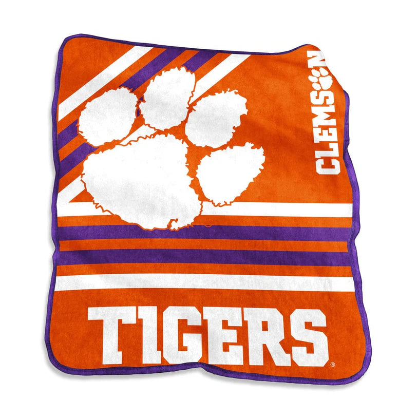 Clemson Logo Raschel Throw Blanket