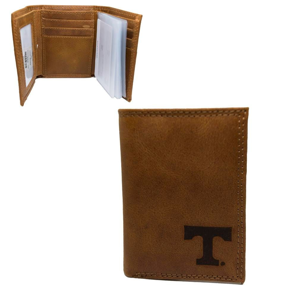 Volunteers Embossed Brown Leather Trifold Wallet