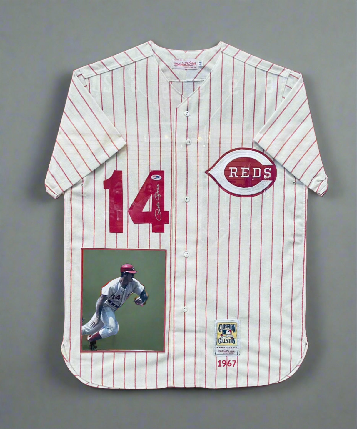 Pete Rose Signed Framed Reds  Player Jersey