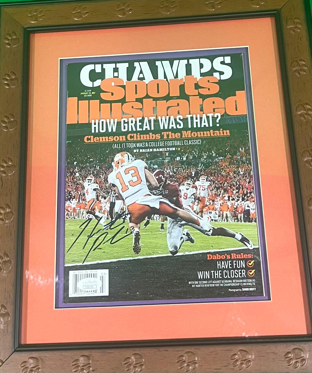 Hunter Renfrow Signed Frame SI National Championship Magazine