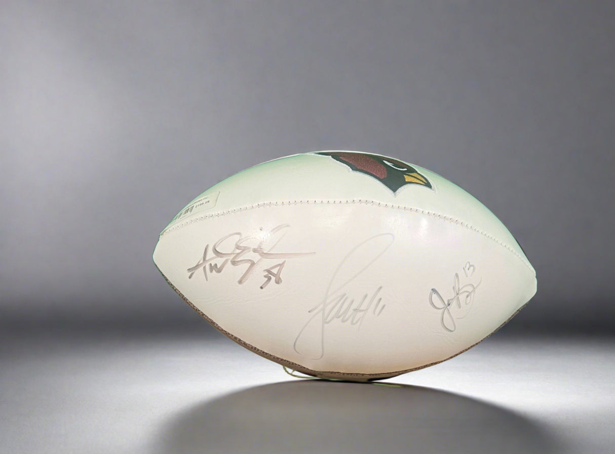 Larry Fitzgerald, Andre Ellington, and John Brown Signed Cardinals Football