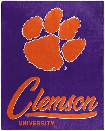 Clemson Logo Raschel Throw Blanket